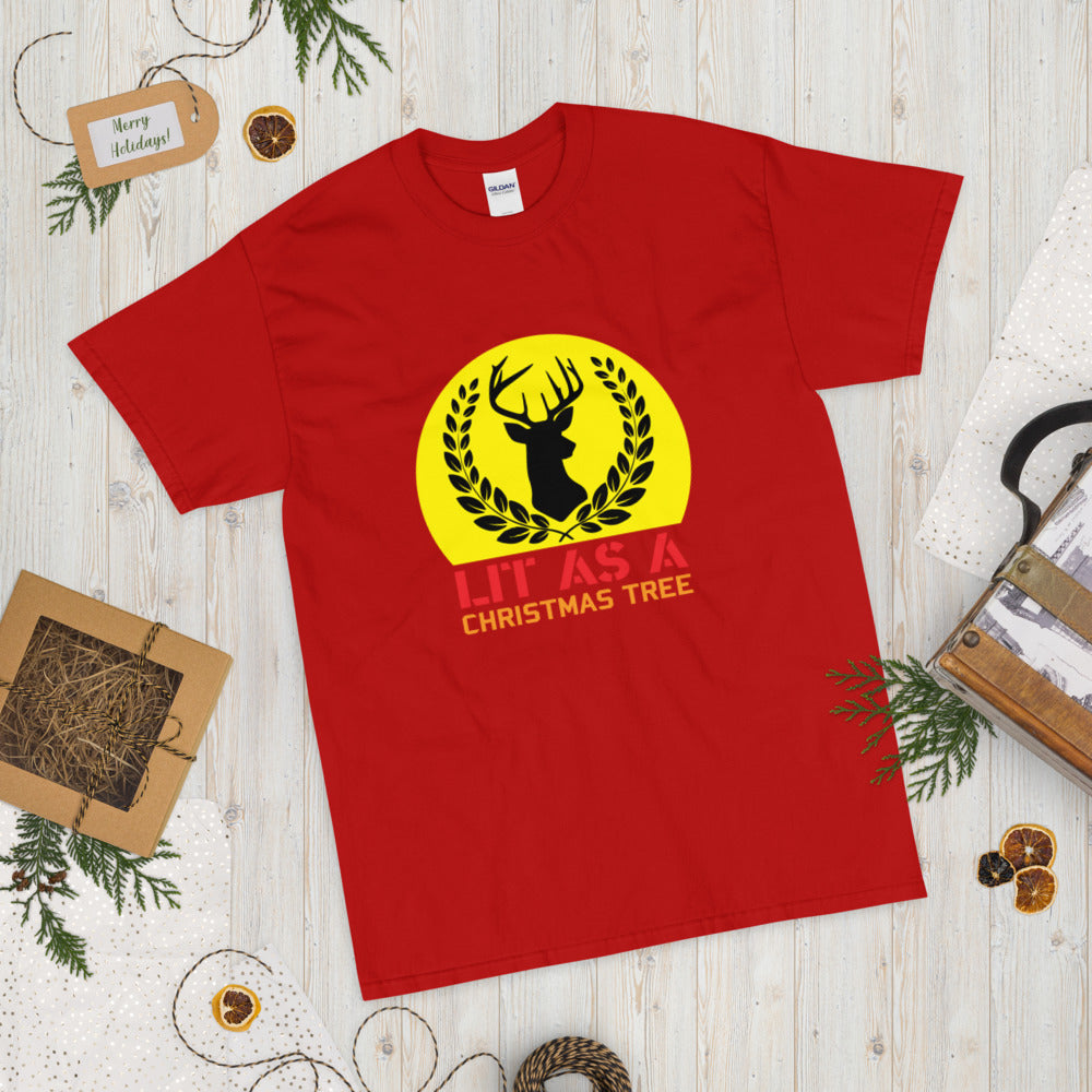 Lit as Christmas Tree Men's T-Shirt - Red / S - Sport Finesse