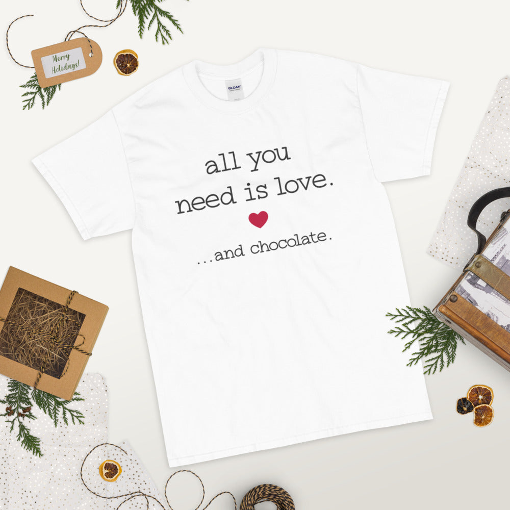 All you need is love and Chocolate Men's T-Shirt - White / S - Sport Finesse