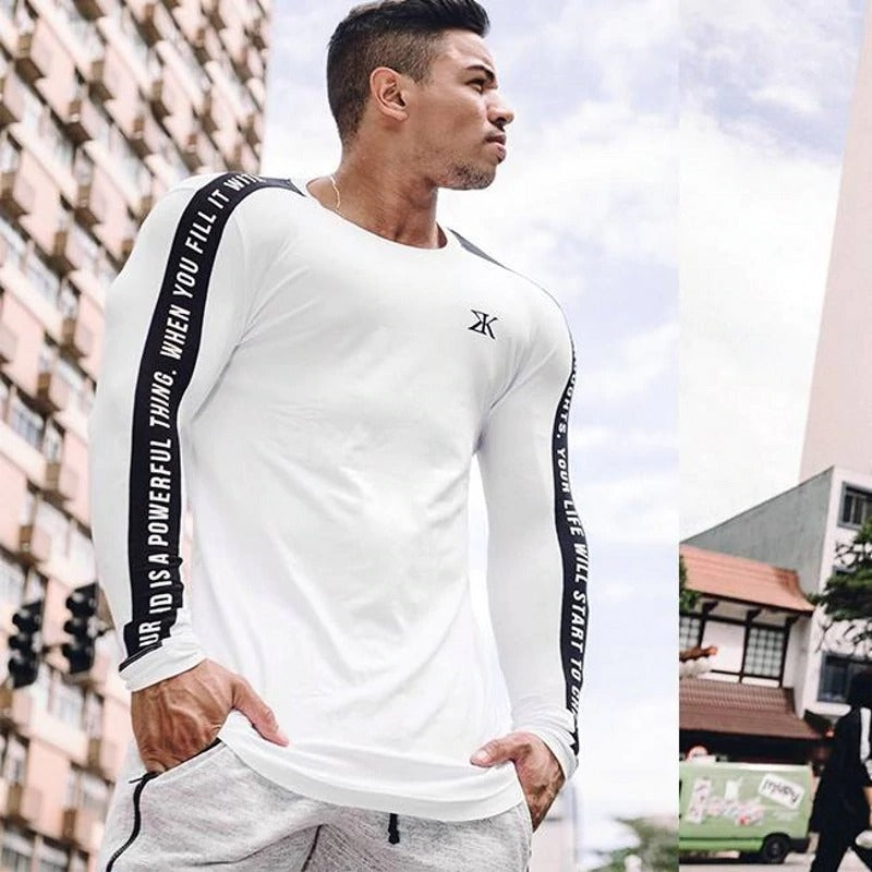 New Sport Elastic Bodybuilding T-Shirt - PT White / M - Sport Finesse