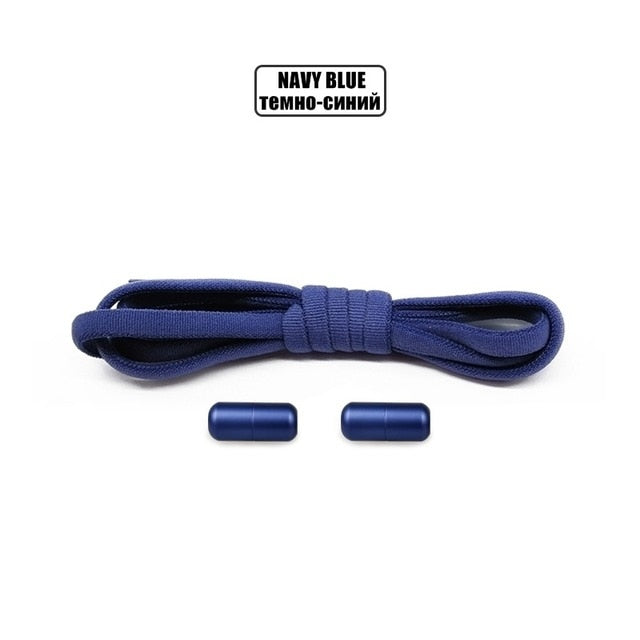 Elastic No Tie Shoelaces - All Navy Blue - Sport Finesse