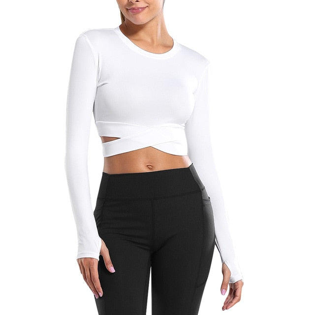 Long Sleeve Cross Fit Gym Top - White / M - Sport Finesse