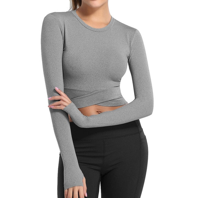 Long Sleeve Cross Fit Gym Top - Grey / M - Sport Finesse