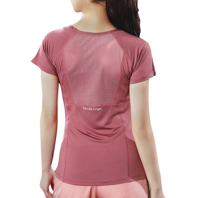 Short Sleeve Mesh Fitness T-Shirt - Pink / L - Sport Finesse