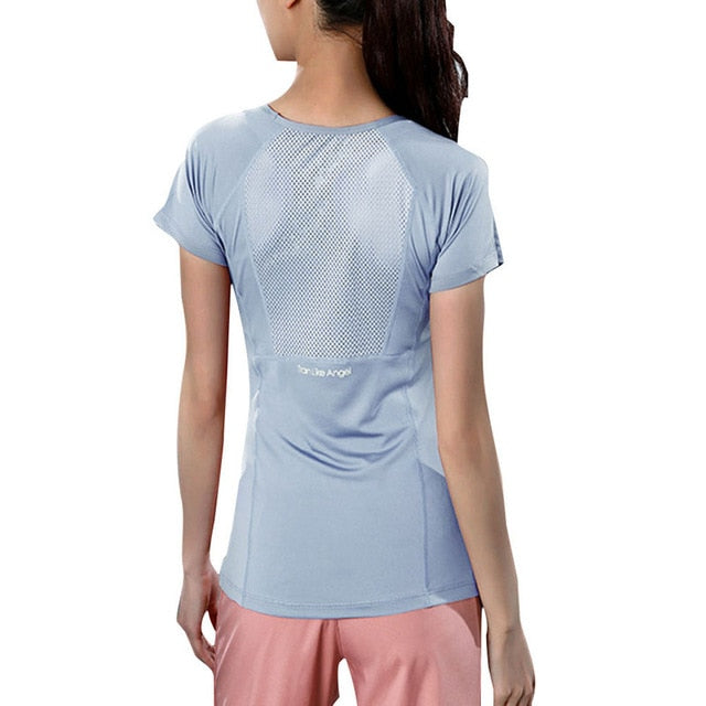 Short Sleeve Mesh Fitness T-Shirt - Light Blue / L - Sport Finesse