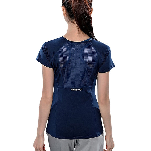 Short Sleeve Mesh Fitness T-Shirt - Blue / L - Sport Finesse