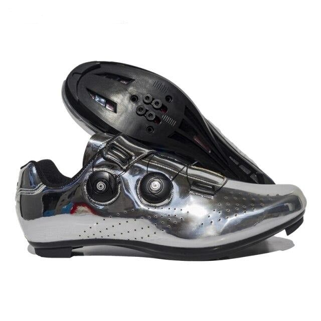 Gold/Silver Unisex Cycling Shoes - Silver Road / 8 - Sport Finesse