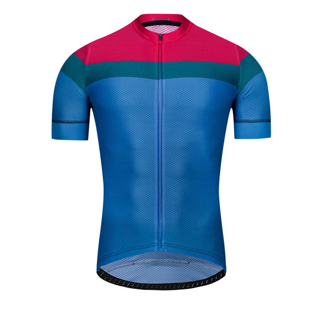 LUBI Summer Men High Quality Cycling Jersey - Blue Red Green / M - Sport Finesse