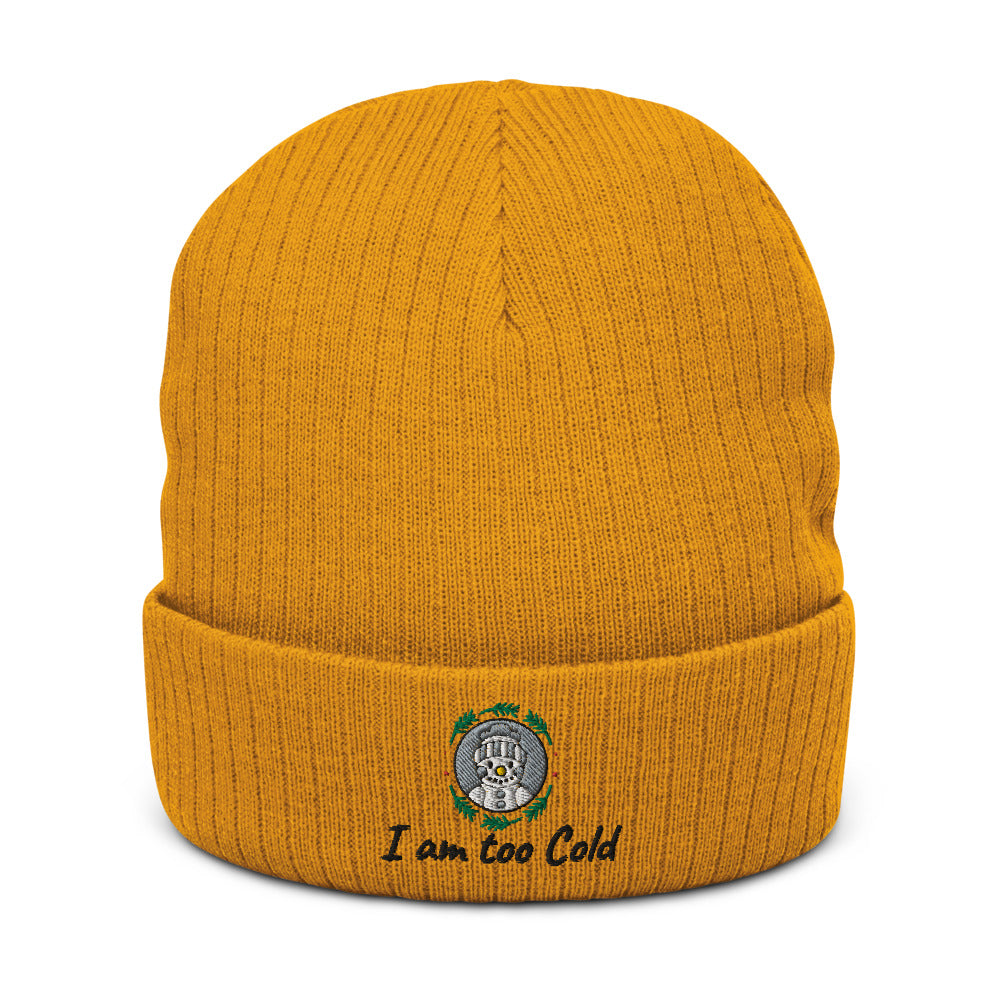 I am too Cold Recycled cuffed beanie - Mustard - Sport Finesse