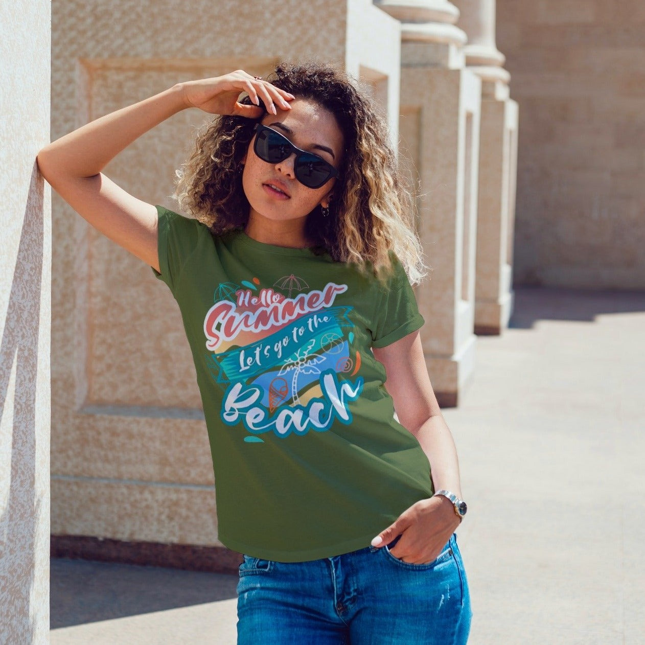 Lets go to the beach Unisex T-Shirt - Olive / S - Sport Finesse