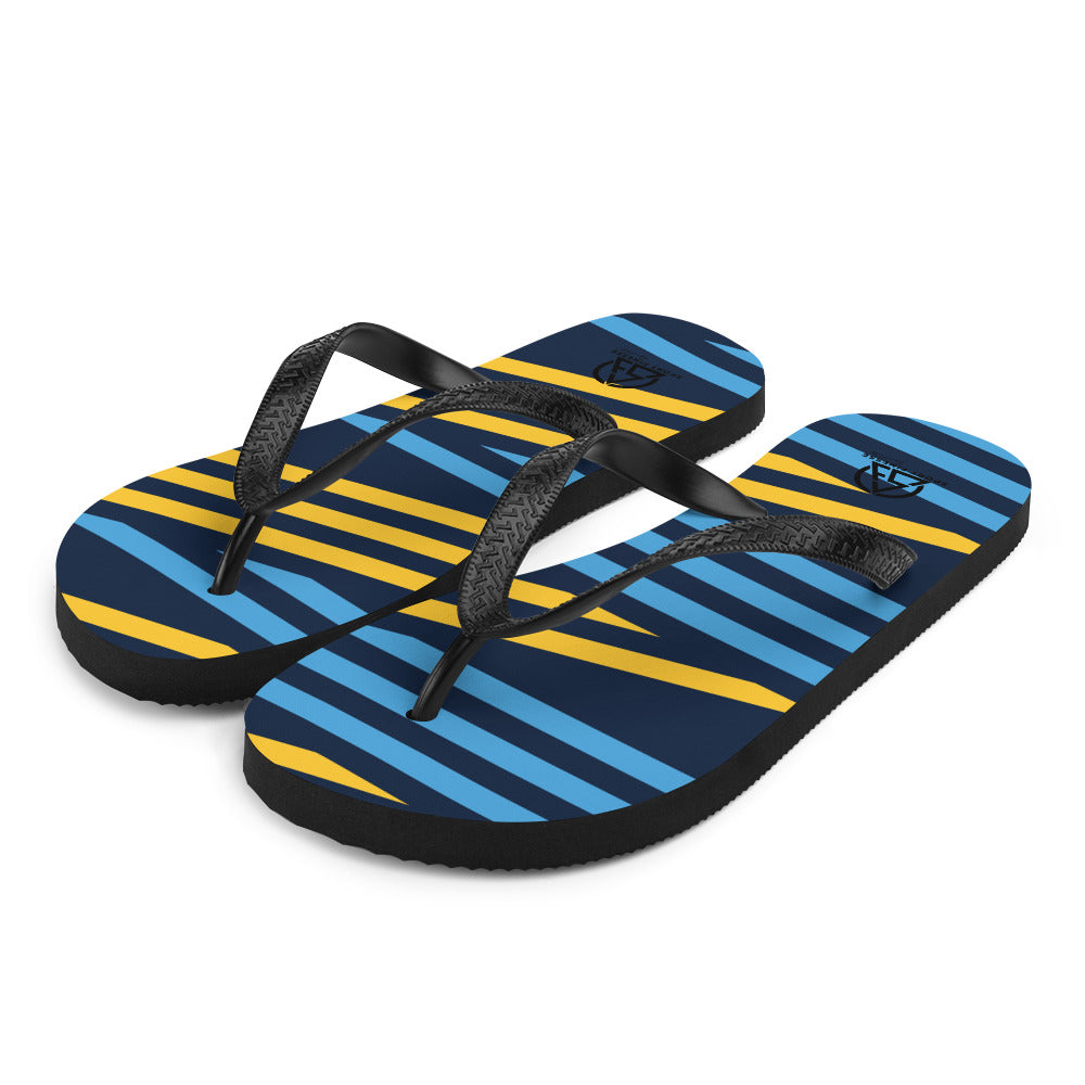 Blue and Yellow Stripes Flip-Flops - S - Sport Finesse