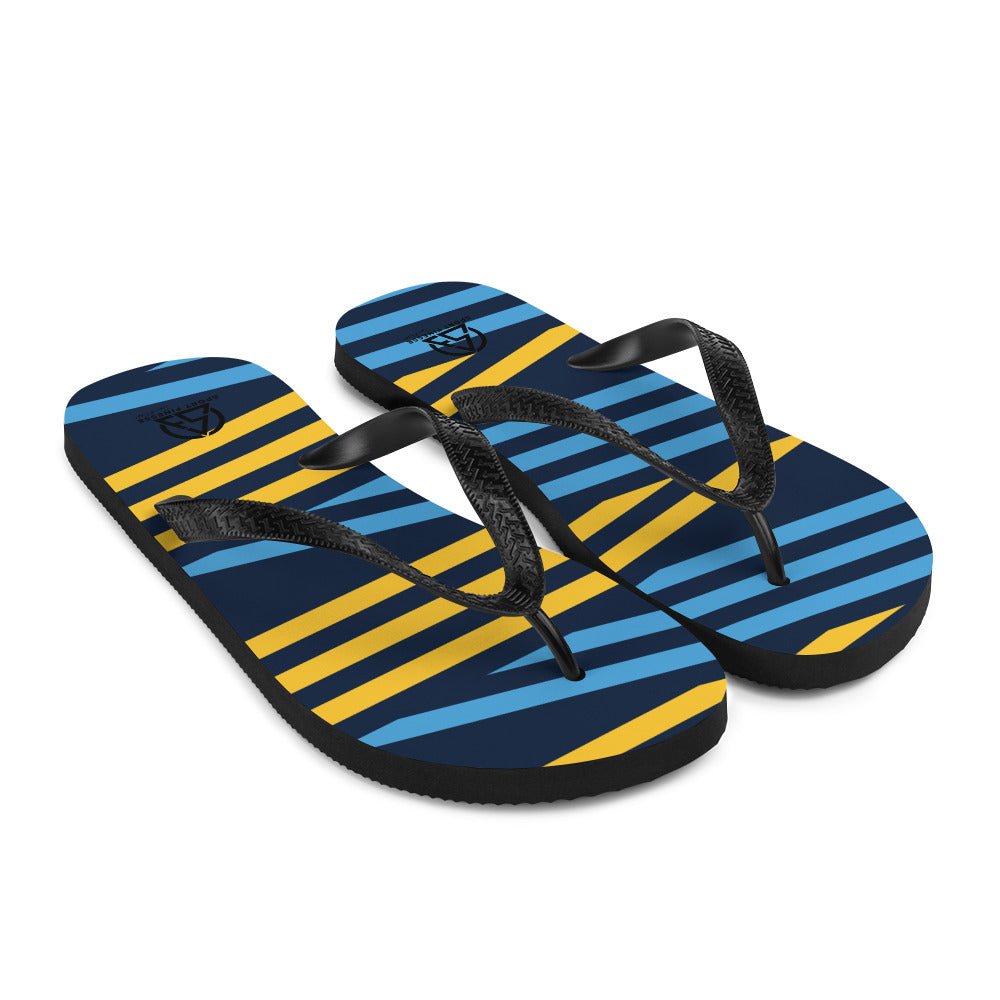 Blue and Yellow Stripes Flip-Flops - Sport Finesse