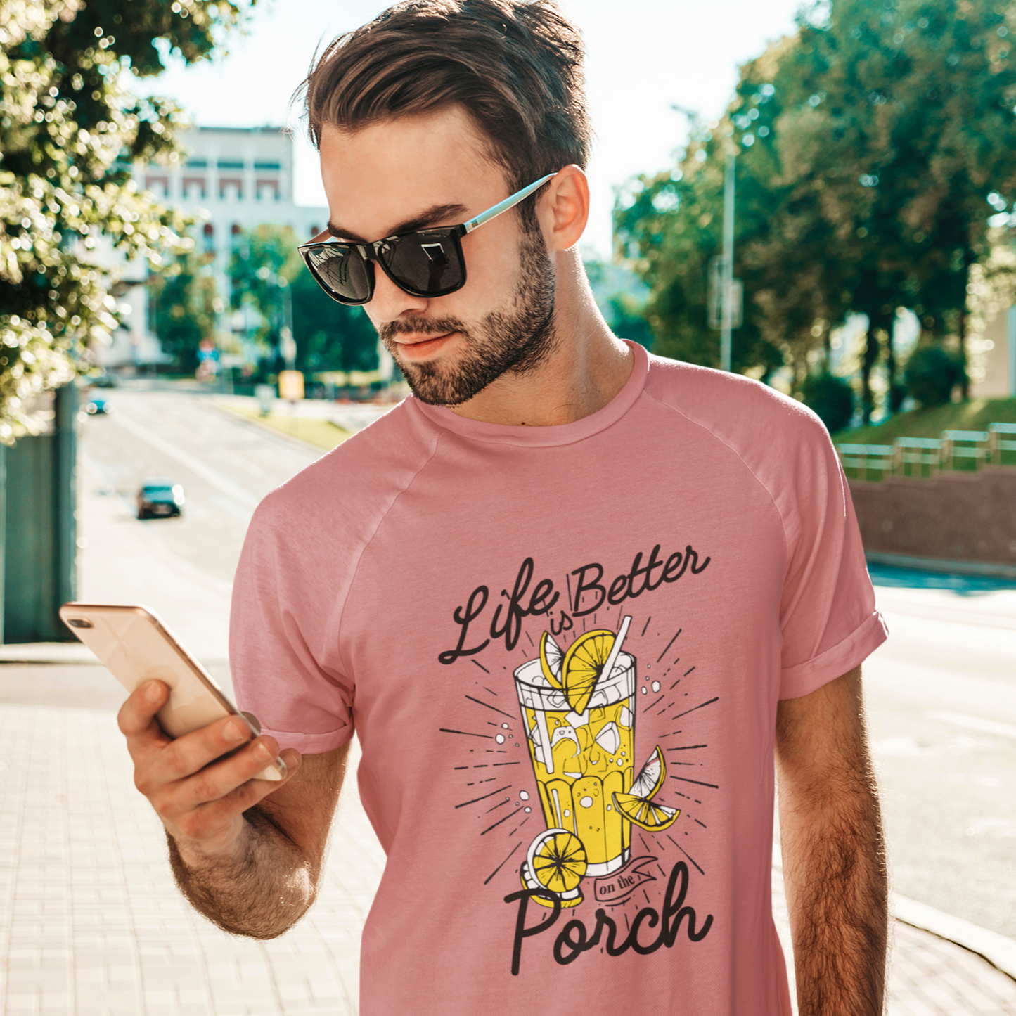 Life is Better on the Porch T-Shirt - Mauve / S - Sport Finesse