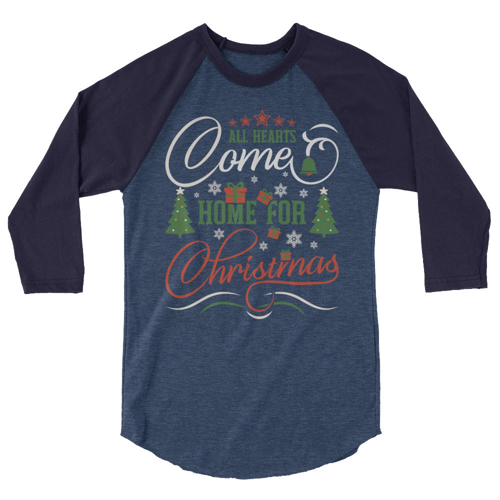 Home for Christmas 3/4 sleeve shirt - Heather Denim/Navy / XS - Sport Finesse