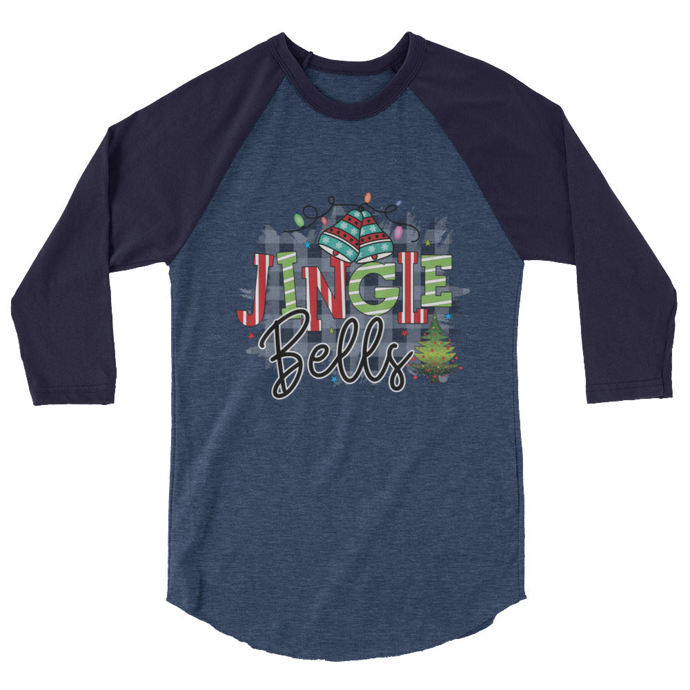 Jingle Bells 3/4 Sleeve Shirt - Heather Denim/Navy / XS - Sport Finesse