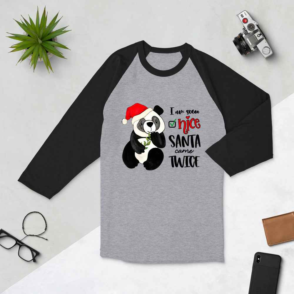 Santa Comes Twice 3/4 sleeve shirt - Heather Grey/Black / XS - Sport Finesse