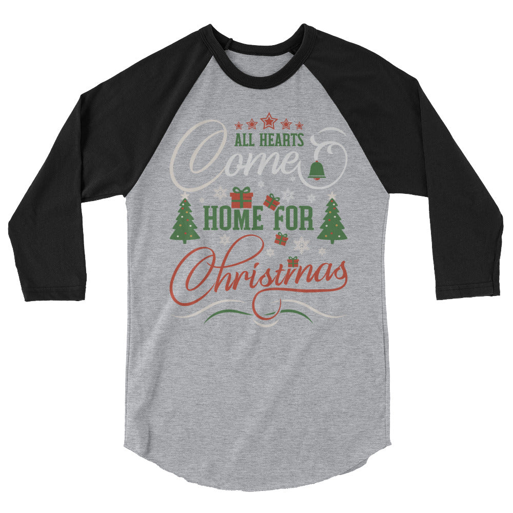 Home for Christmas 3/4 sleeve shirt - Heather Grey/Black / XS - Sport Finesse