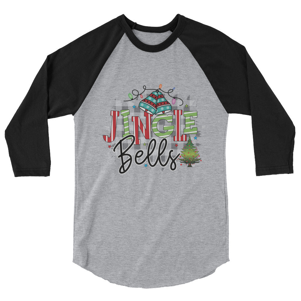 Jingle Bells 3/4 Sleeve Shirt - Heather Grey/Black / XS - Sport Finesse