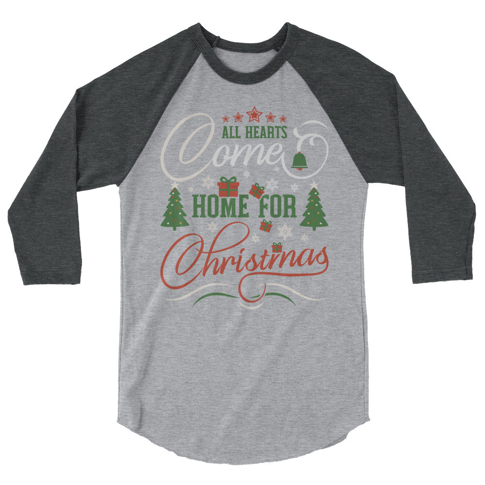 Home for Christmas 3/4 sleeve shirt - Heather Grey/Heather Charcoal / XS - Sport Finesse