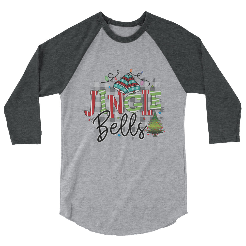 Jingle Bells 3/4 Sleeve Shirt - Heather Grey/Heather Charcoal / XS - Sport Finesse