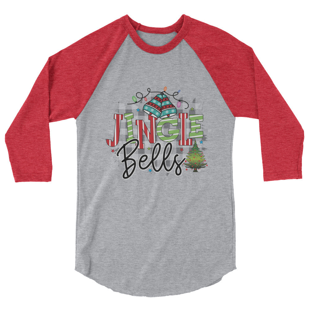 Jingle Bells 3/4 Sleeve Shirt - Heather Grey/Heather Red / XS - Sport Finesse