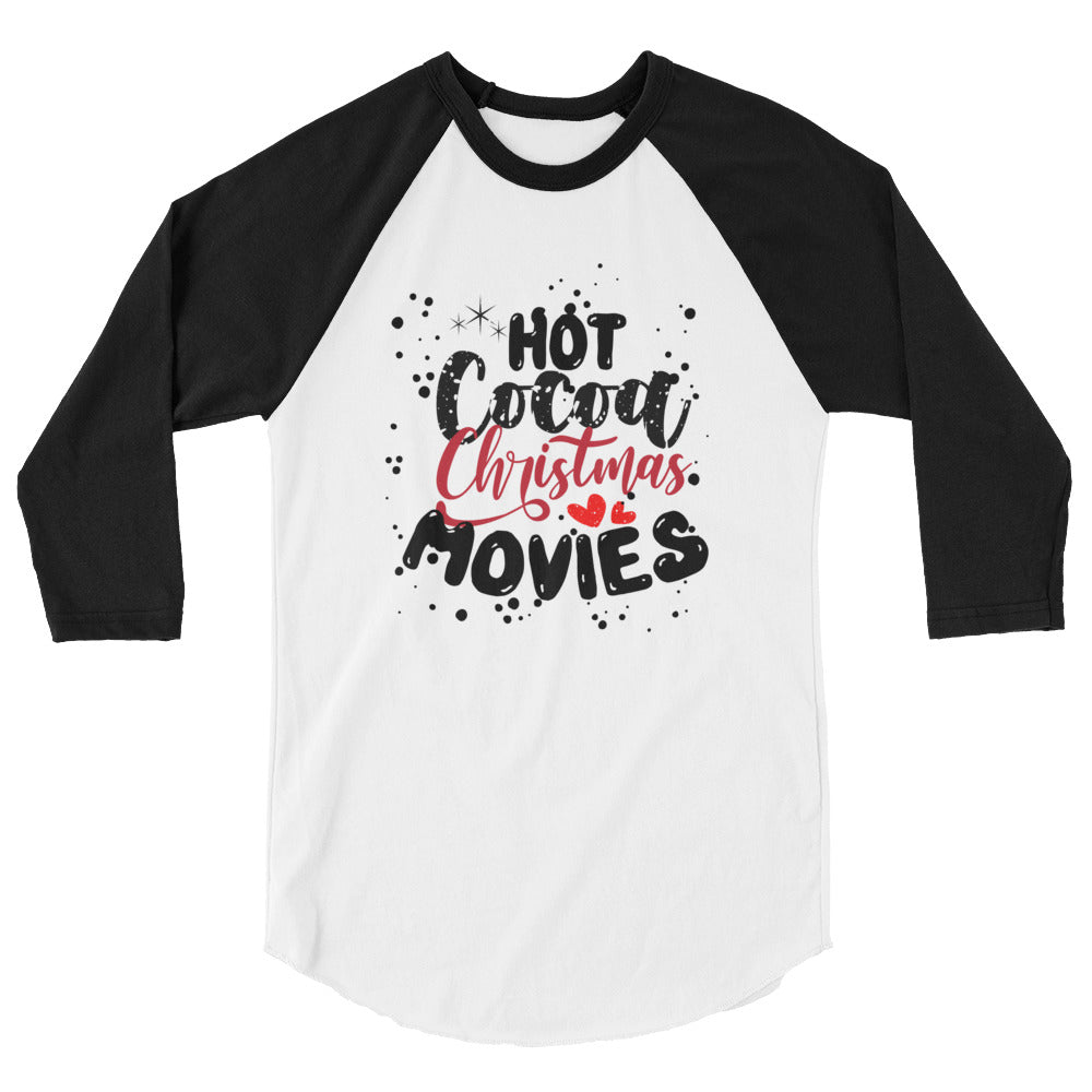 Hot Cocoa Movies 3/4 Sleeve Shirt - White/Black / XS - Sport Finesse