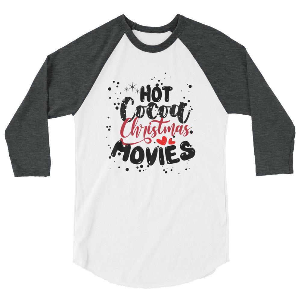 Hot Cocoa Movies 3/4 Sleeve Shirt - White/Heather Charcoal / XS - Sport Finesse