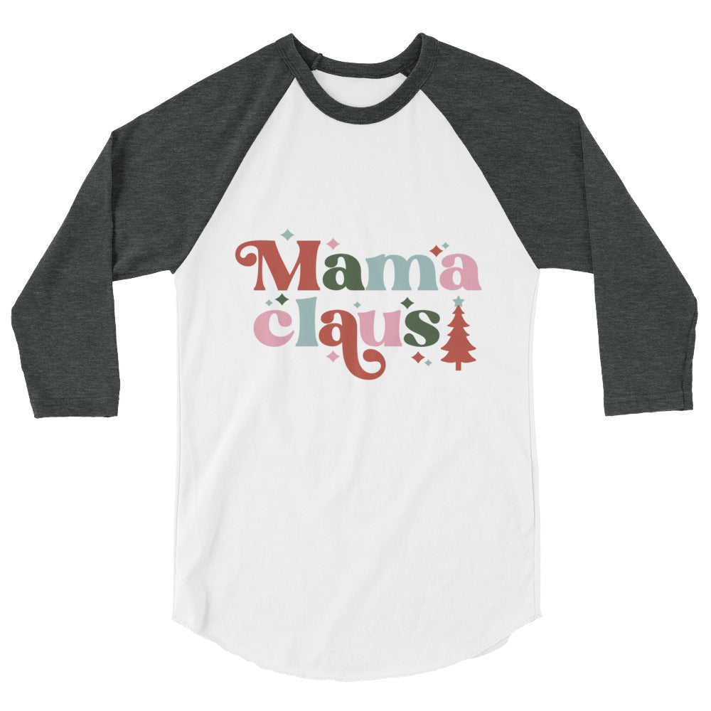 Mama Claus 3/4 Sleeve Shirt - White/Heather Charcoal / XS - Sport Finesse