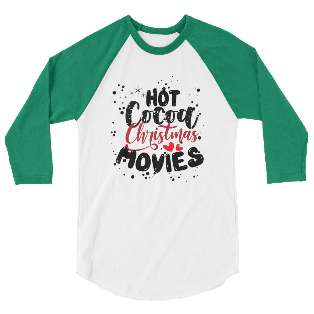 Hot Cocoa Movies 3/4 Sleeve Shirt - White/Kelly / XS - Sport Finesse