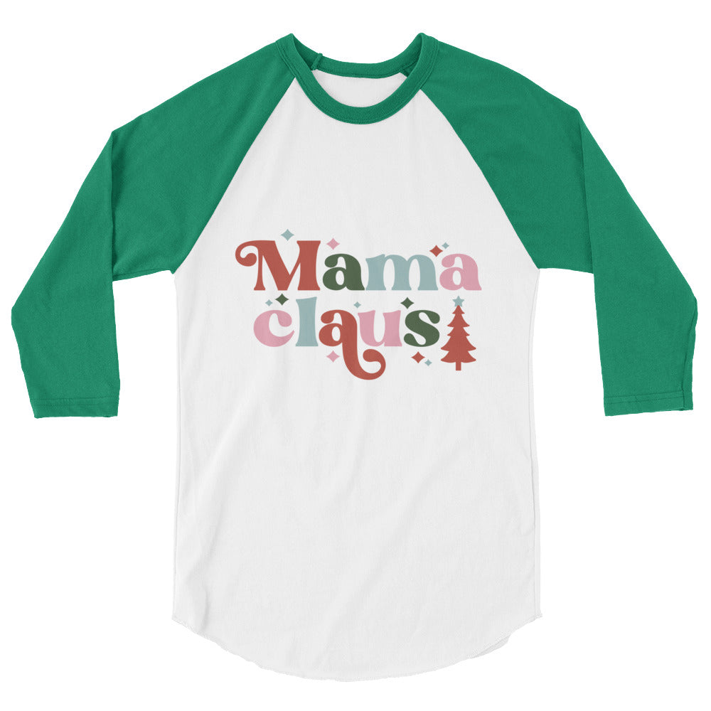Mama Claus 3/4 Sleeve Shirt - White/Kelly / XS - Sport Finesse