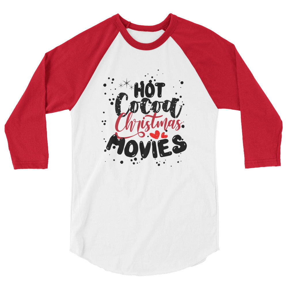 Hot Cocoa Movies 3/4 Sleeve Shirt - White/Red / XS - Sport Finesse