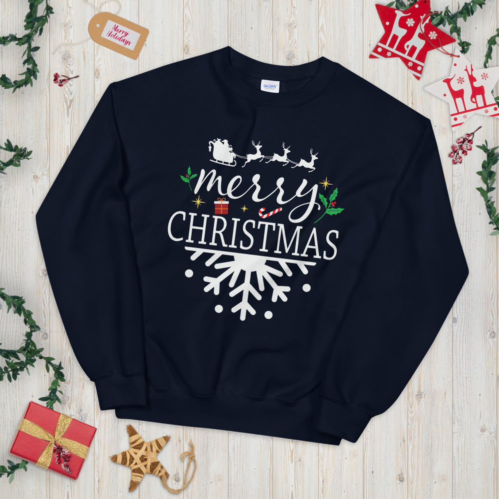 Merry Christmas Sweatshirt - Navy / S - Sport Finesse