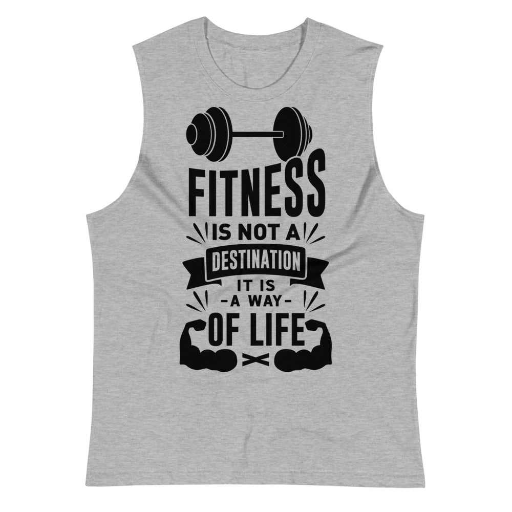 Fitness is not a Destination Muscle Shirt - Athletic Heather / S - Sport Finesse
