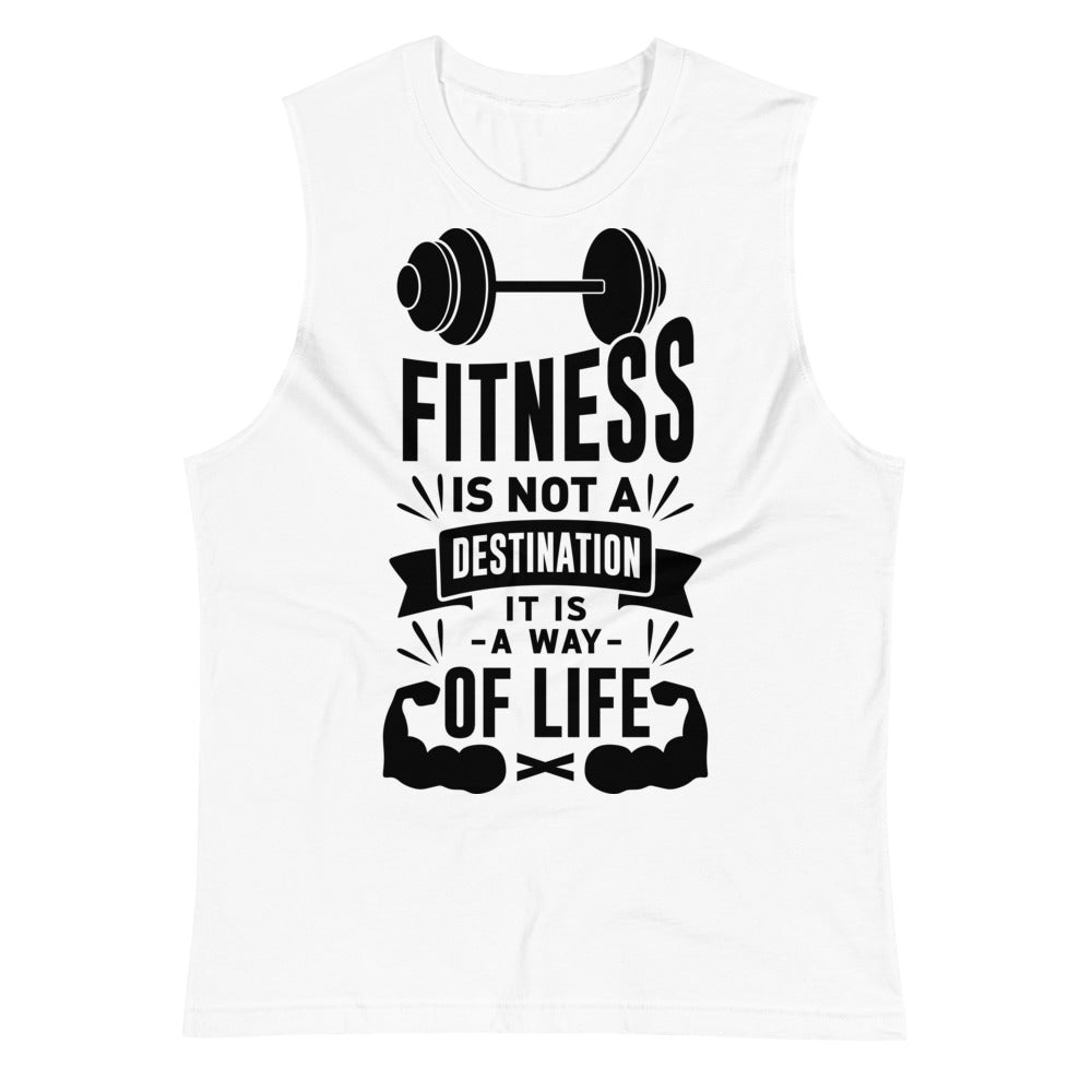 Fitness is not a Destination Muscle Shirt - White / S - Sport Finesse