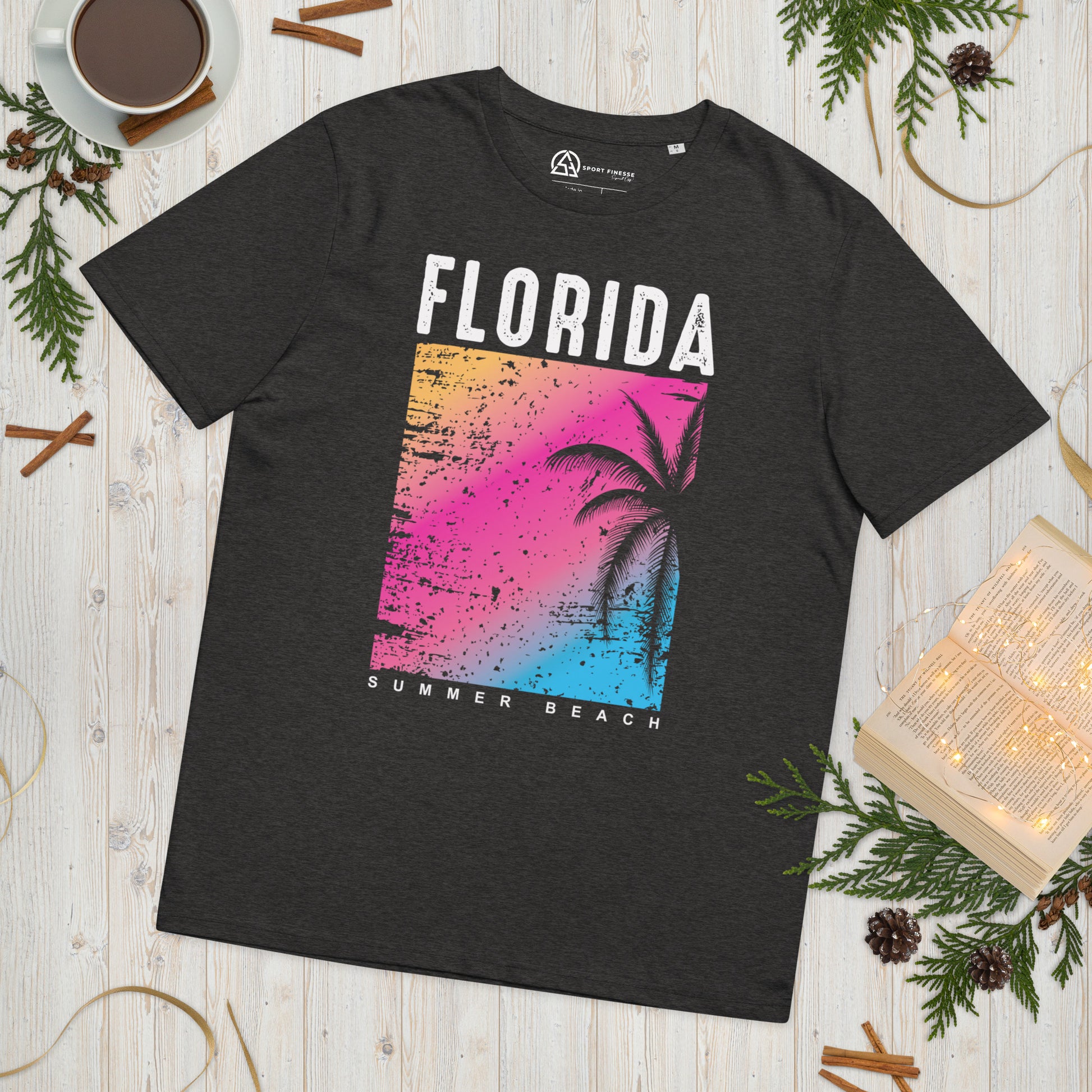 Florida Beach Unisex organic cotton t-shirt - Dark Heather Grey / S - Sport Finesse
