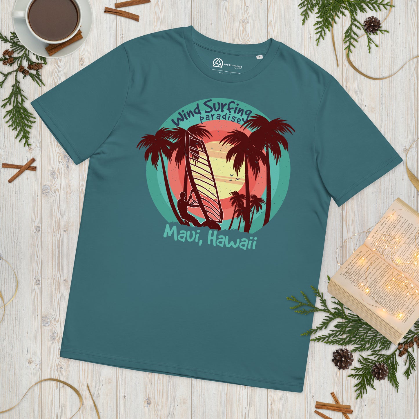 Windsurfing Paradise Maui beach Unisex organic cotton t-shirt - Stargazer / S - Sport Finesse