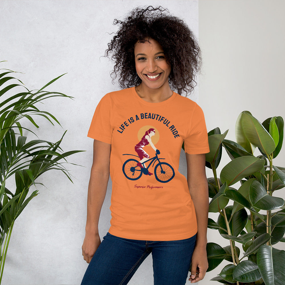 Life Is A Beautiful Ride Cycling T-Shirt - Burnt Orange / S - Sport Finesse