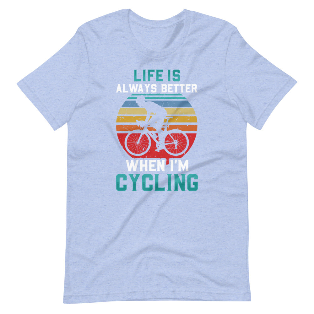 Life is Always Better Cycling T-Shirt - Heather Blue / S - Sport Finesse