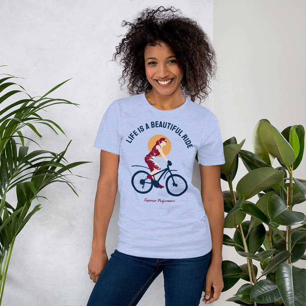 Life Is A Beautiful Ride Cycling T-Shirt - Heather Blue / S - Sport Finesse