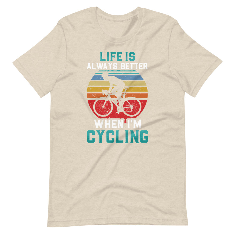 Life is Always Better Cycling T-Shirt - Heather Dust / S - Sport Finesse