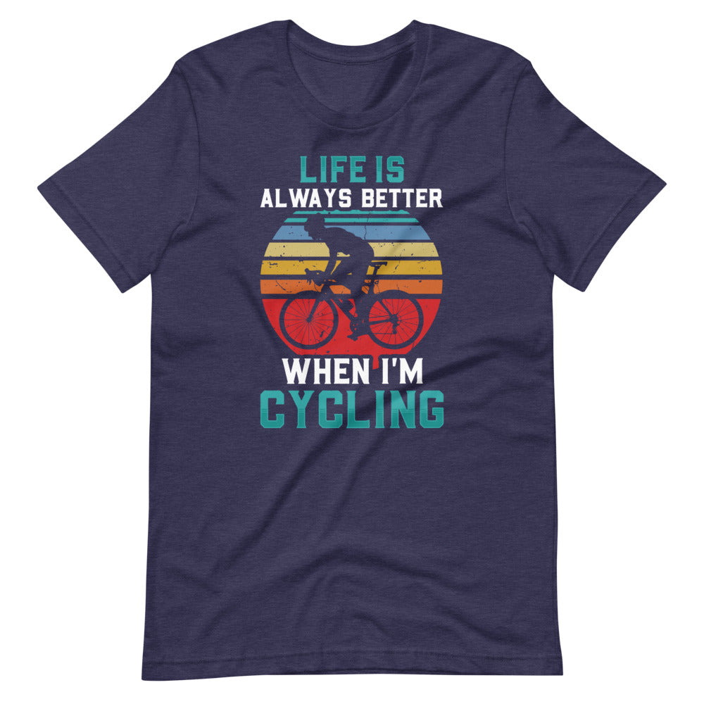Life is Always Better Cycling T-Shirt - Heather Midnight Navy / S - Sport Finesse
