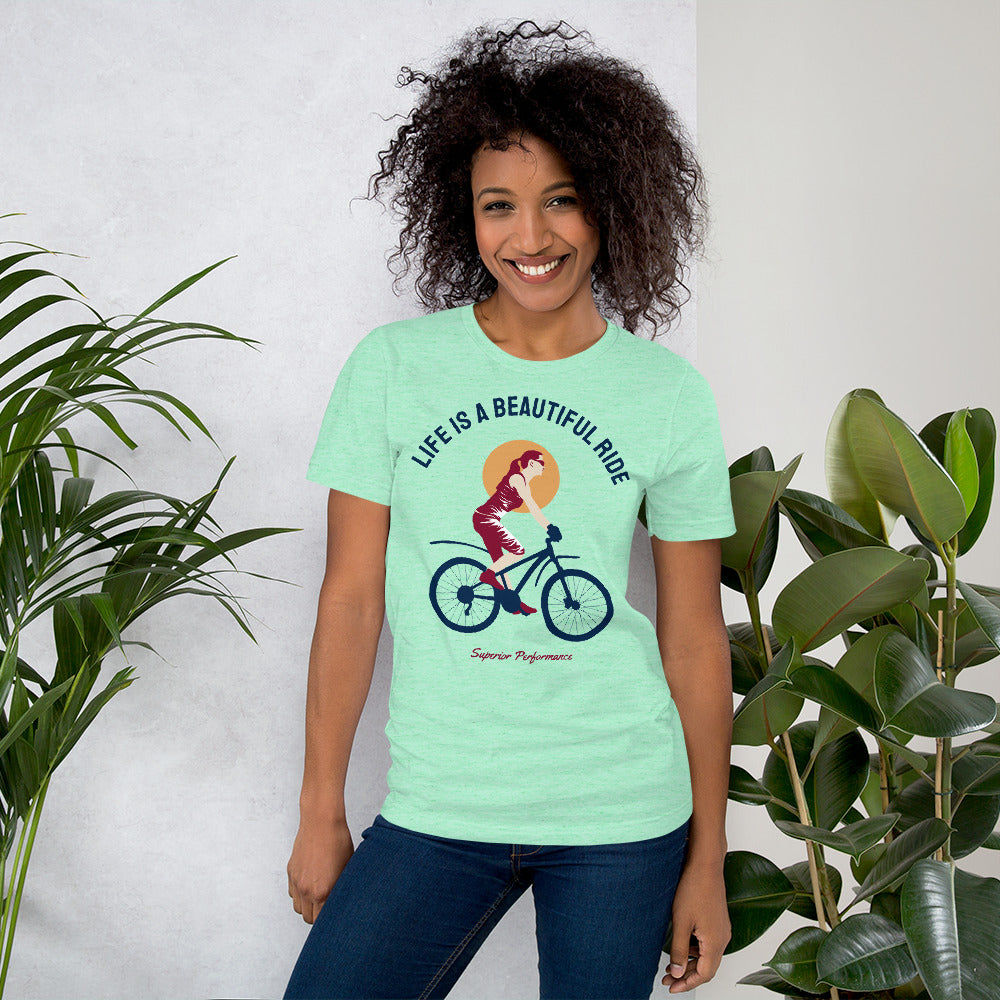 Life Is A Beautiful Ride Cycling T-Shirt - Heather Mint / S - Sport Finesse