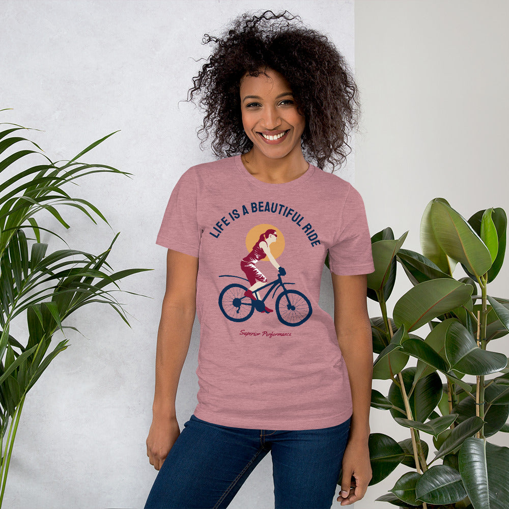 Life Is A Beautiful Ride Cycling T-Shirt - Heather Orchid / S - Sport Finesse