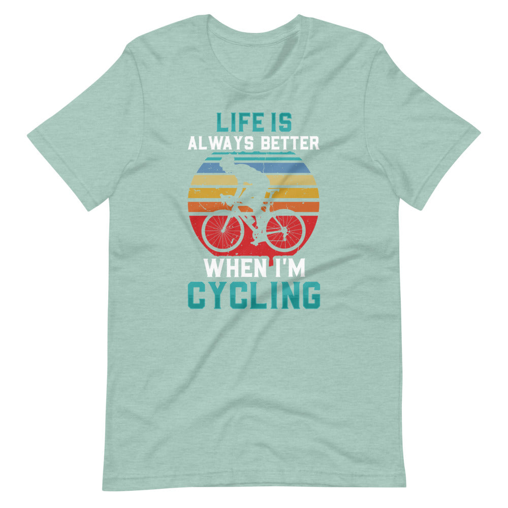 Life is Always Better Cycling T-Shirt - Heather Prism Dusty Blue / S - Sport Finesse