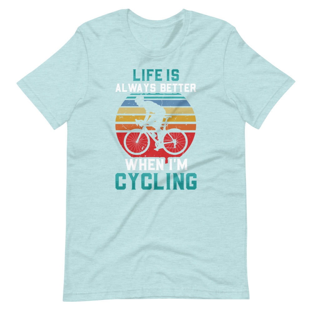 Life is Always Better Cycling T-Shirt - Heather Prism Ice Blue / S - Sport Finesse