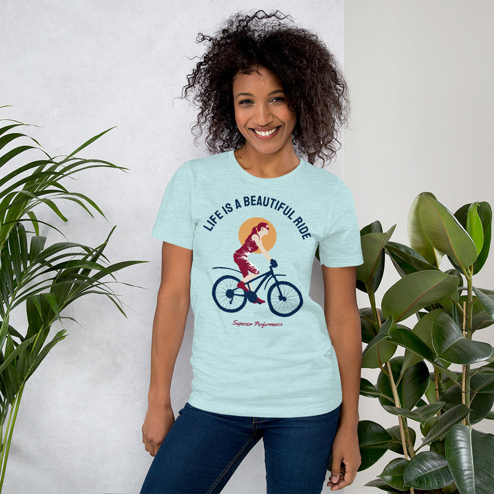 Life Is A Beautiful Ride Cycling T-Shirt - Heather Prism Ice Blue / S - Sport Finesse