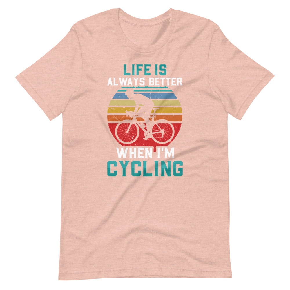 Life is Always Better Cycling T-Shirt - Heather Prism Peach / S - Sport Finesse