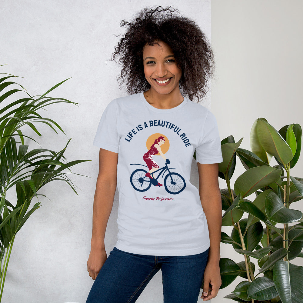 Life Is A Beautiful Ride Cycling T-Shirt - Light Blue / S - Sport Finesse