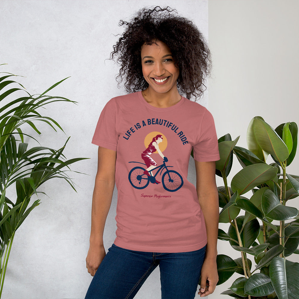 Life Is A Beautiful Ride Cycling T-Shirt - Mauve / S - Sport Finesse