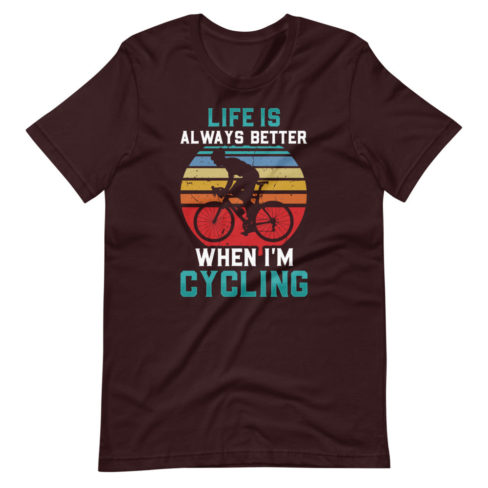 Life is Always Better Cycling T-Shirt - Oxblood Black / S - Sport Finesse