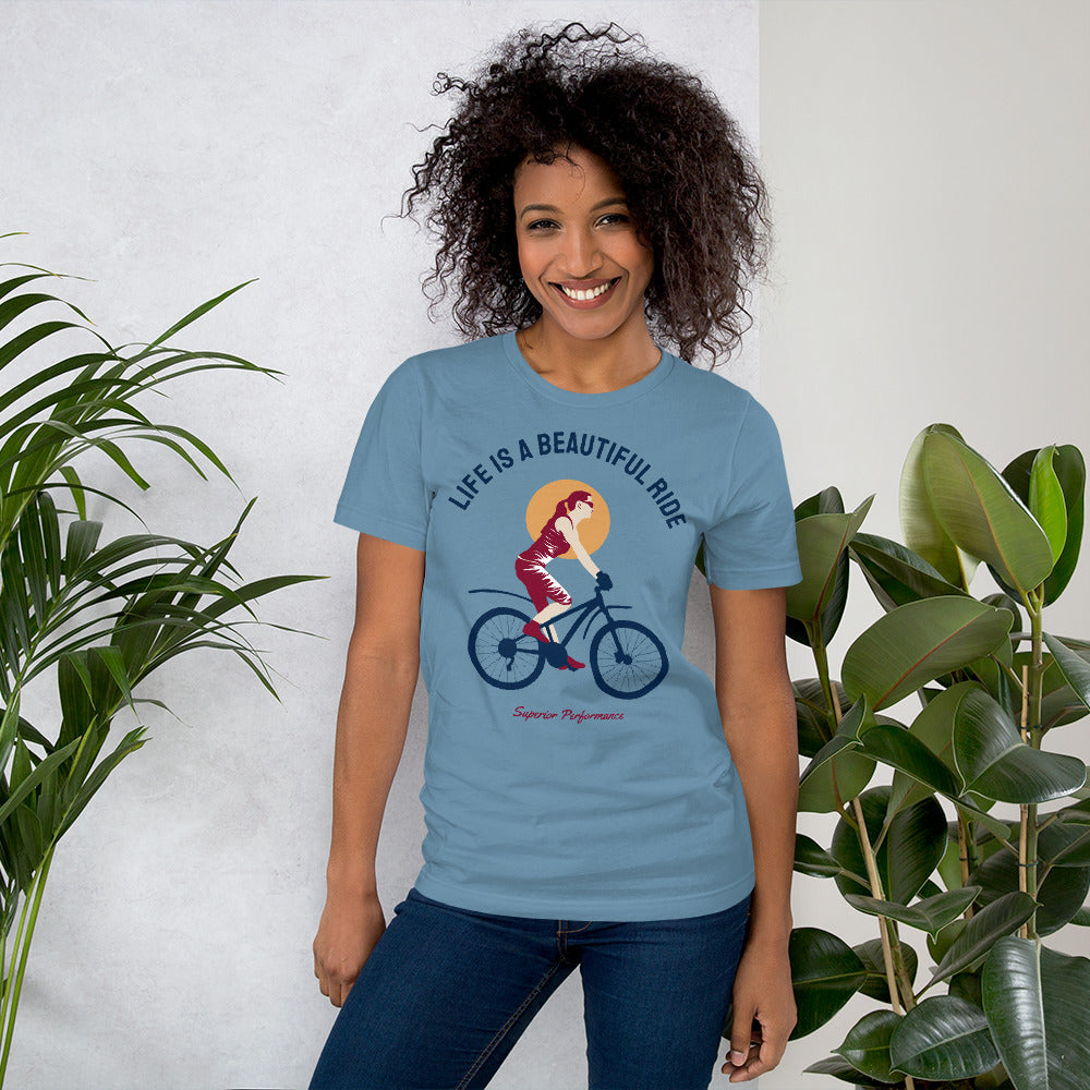 Life Is A Beautiful Ride Cycling T-Shirt - Steel Blue / S - Sport Finesse